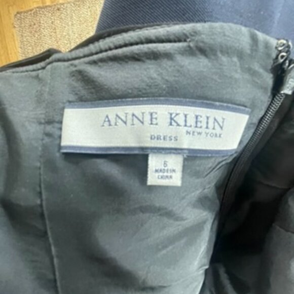 Anne Klein Formal Dress, Tiered Black Satin, Mid-Length - Picture 5 of 6